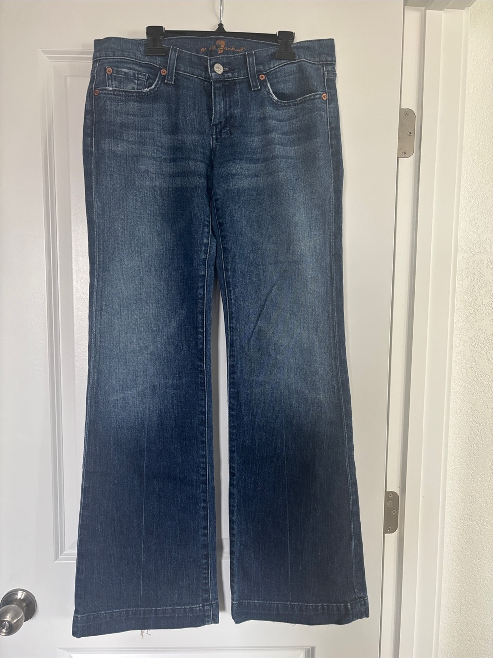7 For All Mankind Women's Dark Blue Wide Leg Jeans